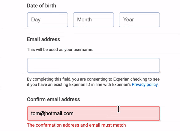 An example of inline validation